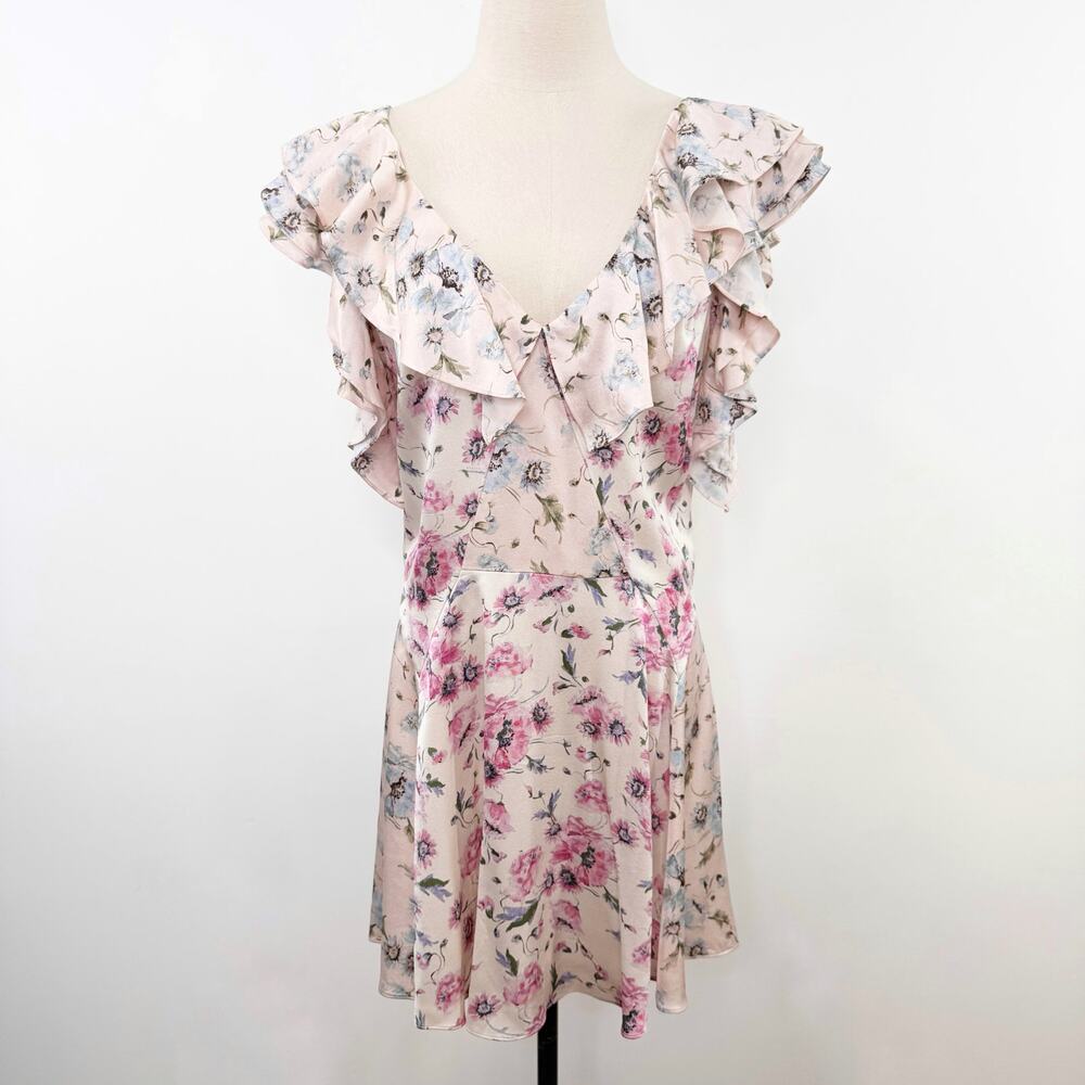 LoveShackFancy Frankie Dress Cream Silk Floral Ruffle Cottage Core Boho Size 6 - Picture 3 of 16
